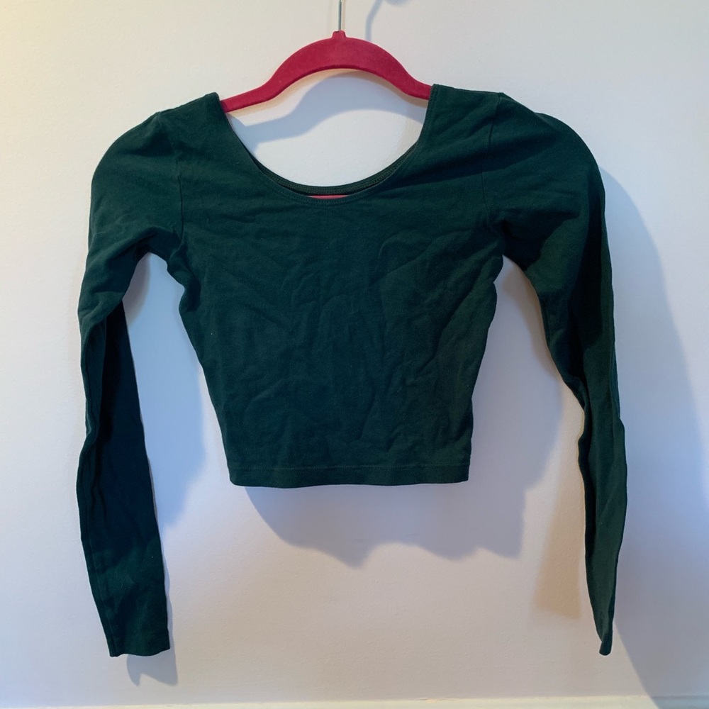 American Apparel long sleeve green crop top